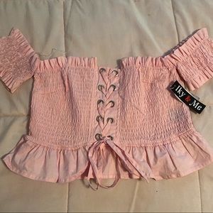 Flirty Pink Lace up/corset style top